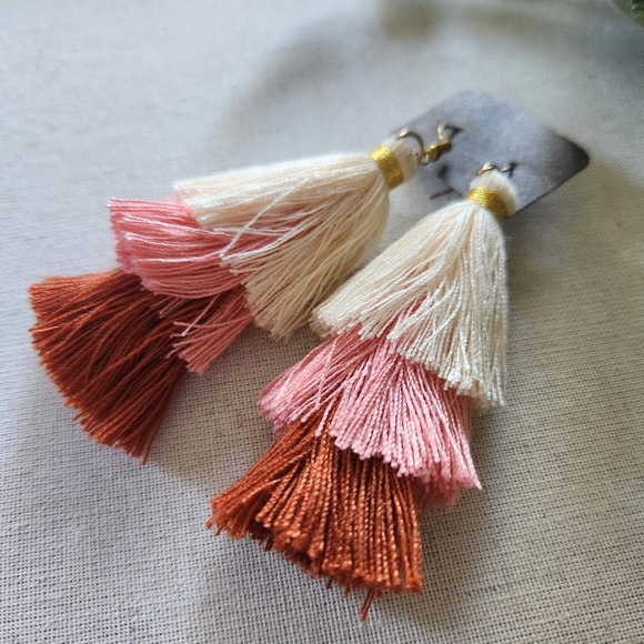 Tassel Earrings - boho layered colorful fringe for pierced ears - Picture 2 of 5